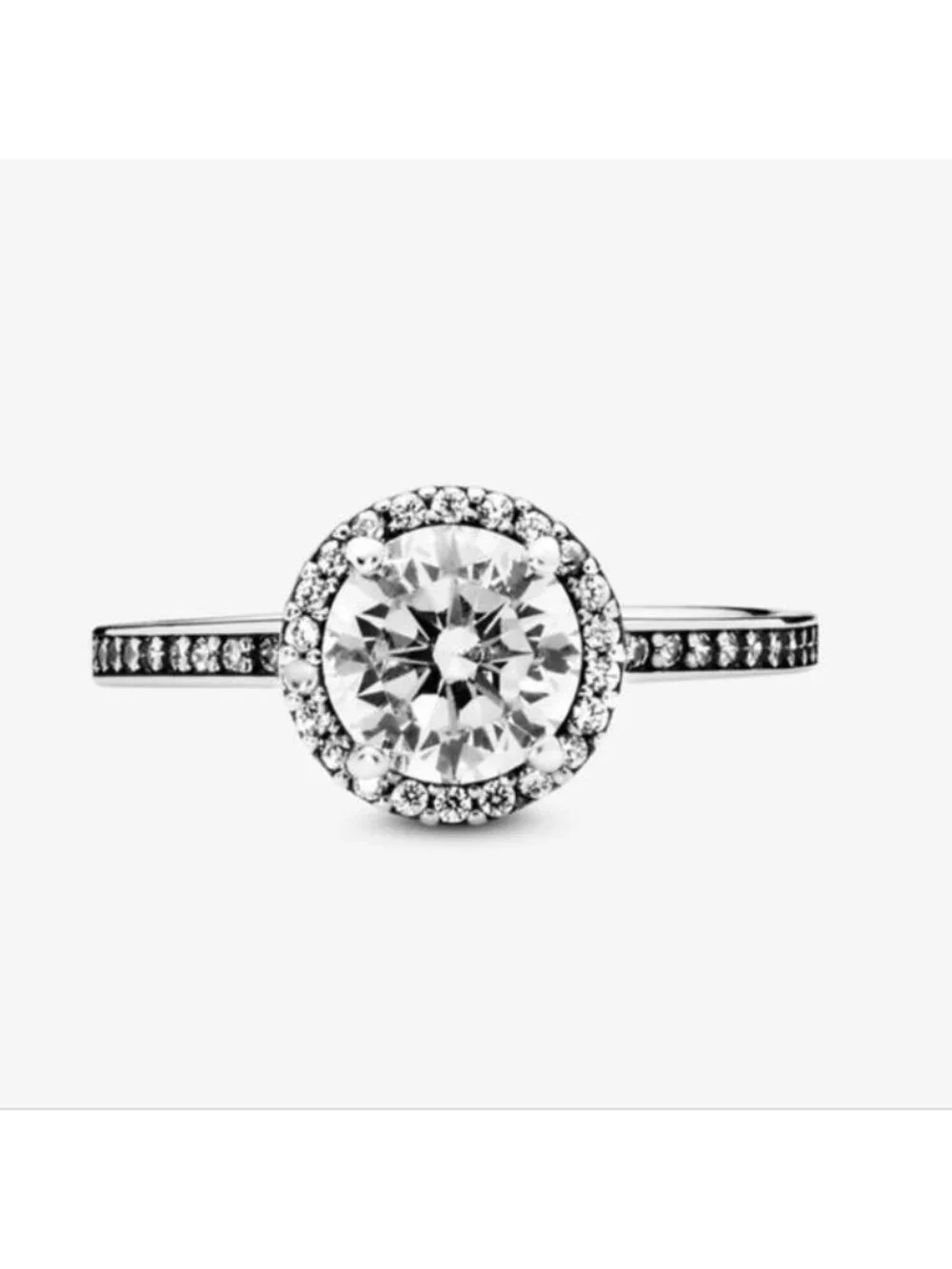 Pandora Sterling Silver Round Sparkle Halo Ring 196250cz, size 52
